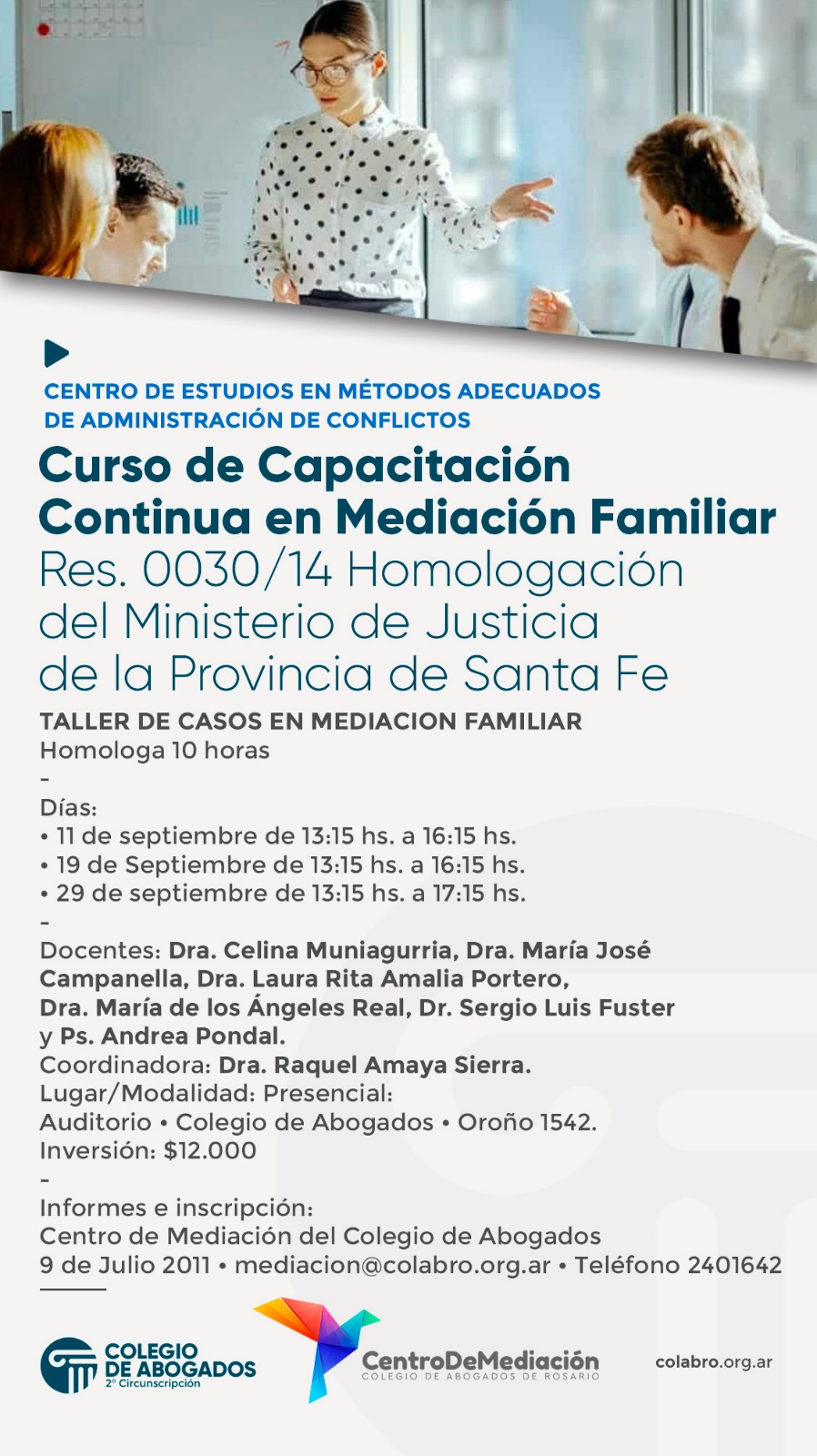 Curso de Capacitación Continua en Mediación Familiar - 11/09/20203-19/09/2023-29/09/2023